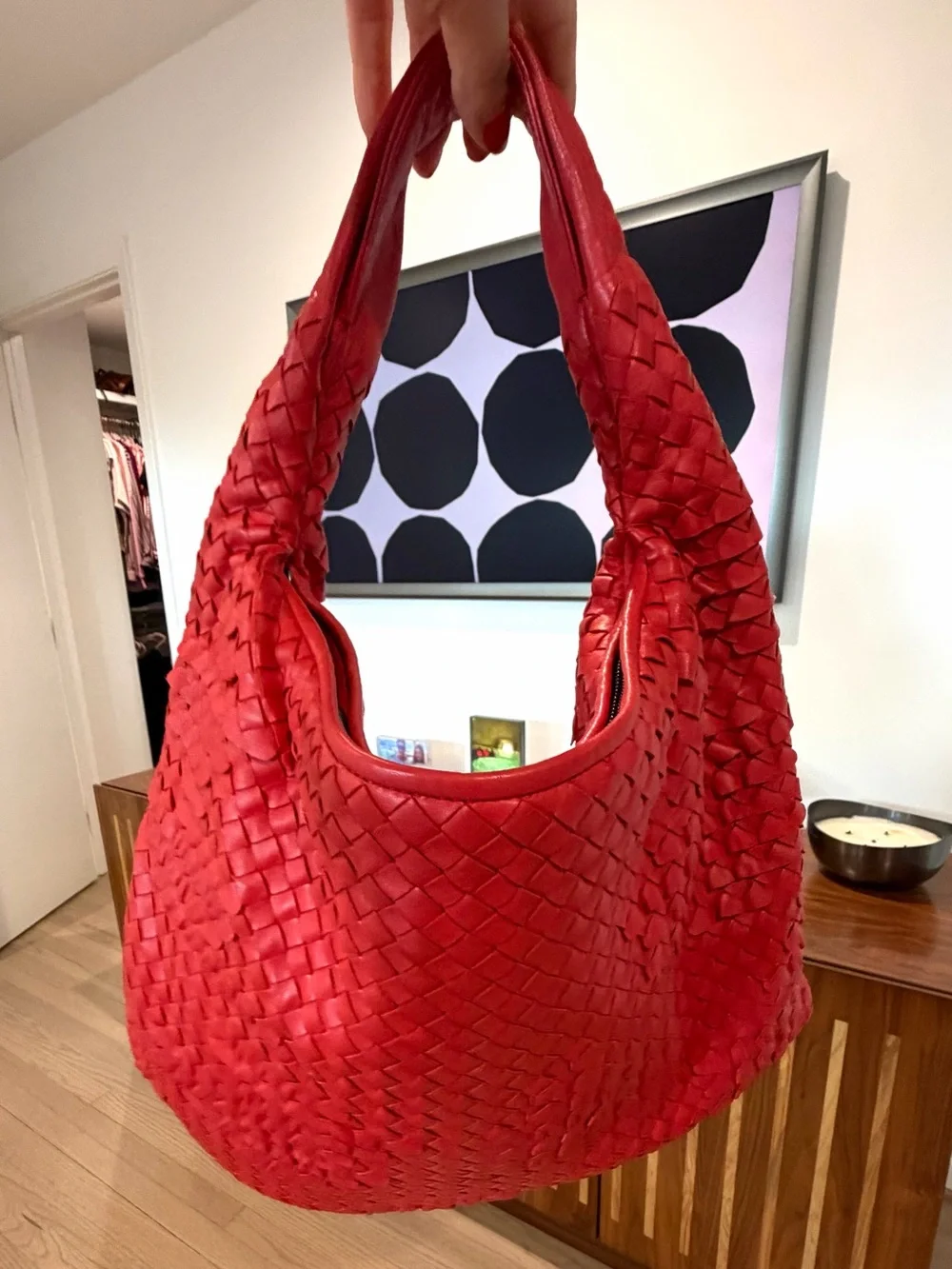 Bottega Veneta Red Intrecciato Leather Hobo